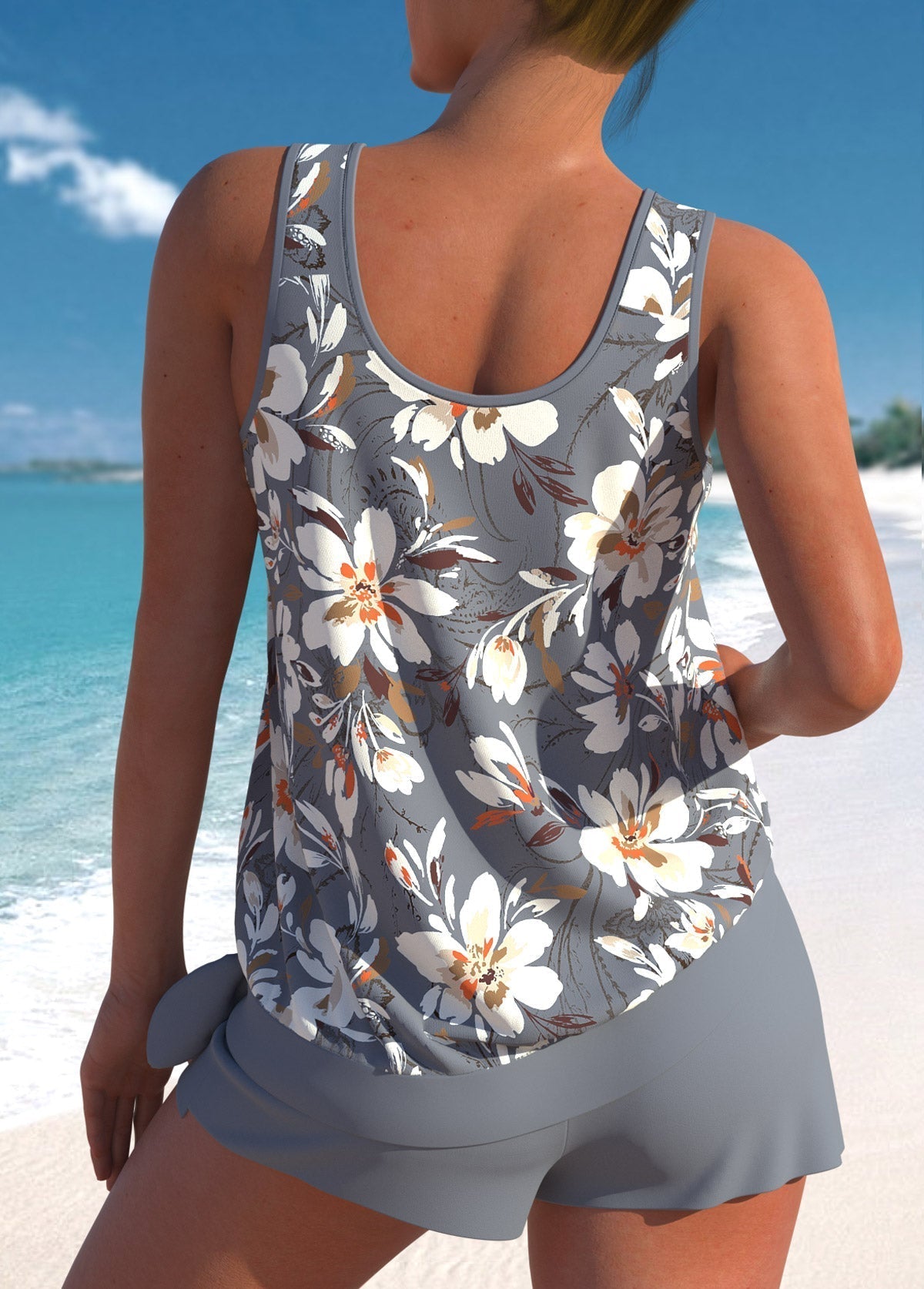 Remy | Elegante high-waist tankini met tropische print | Laatste dag 80 % korting!