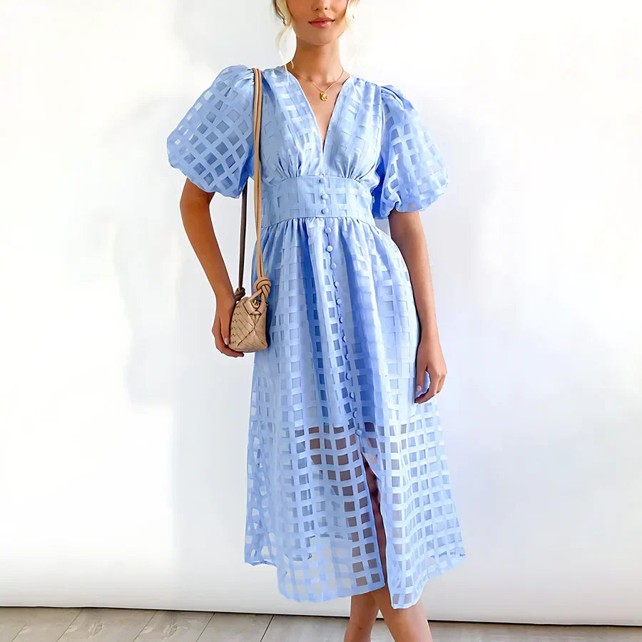 Cindy™ | Klassieke Midi Jurk met Ballonmouwen