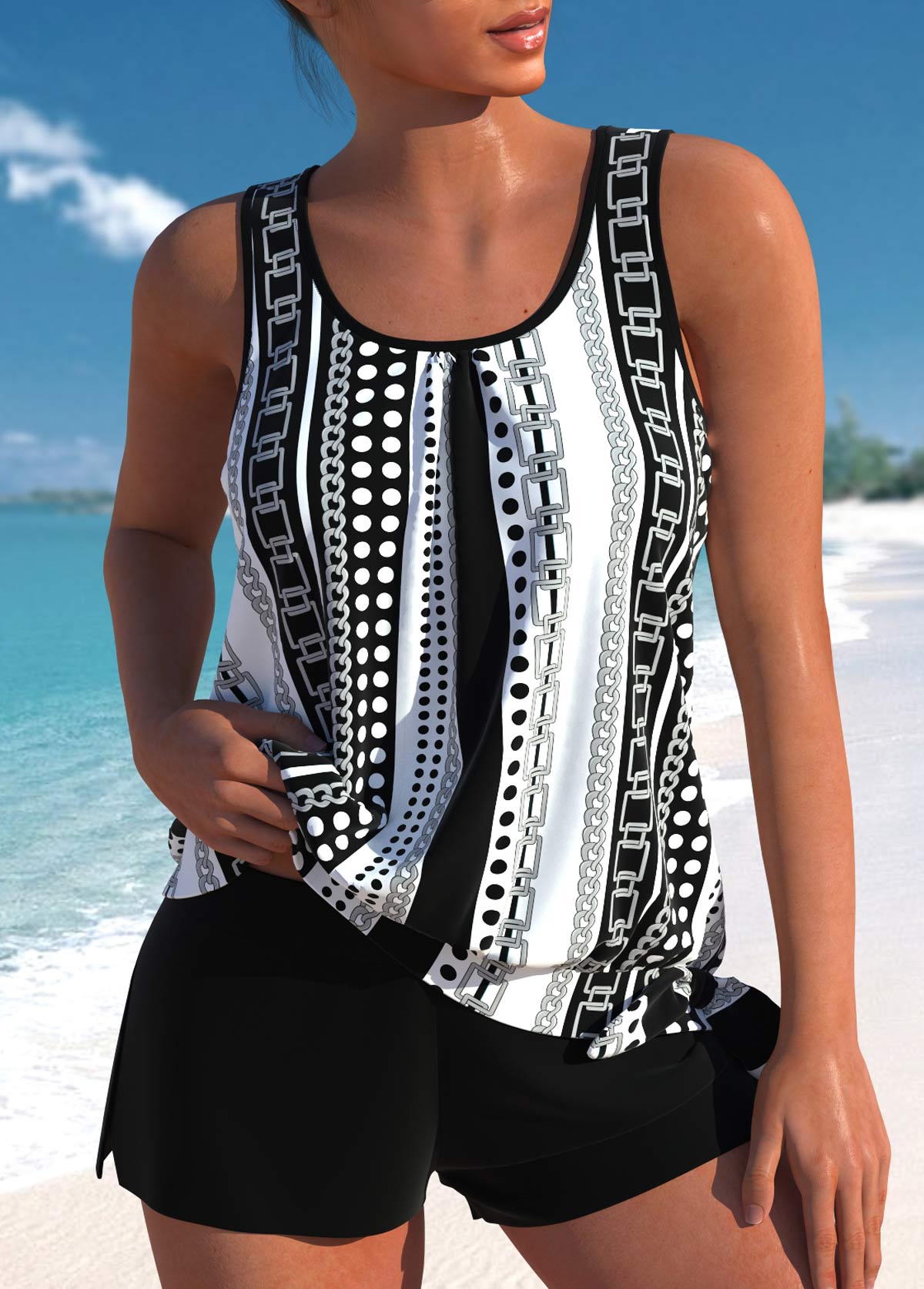 Remy | Elegante high-waist tankini met tropische print | Laatste dag 80 % korting!