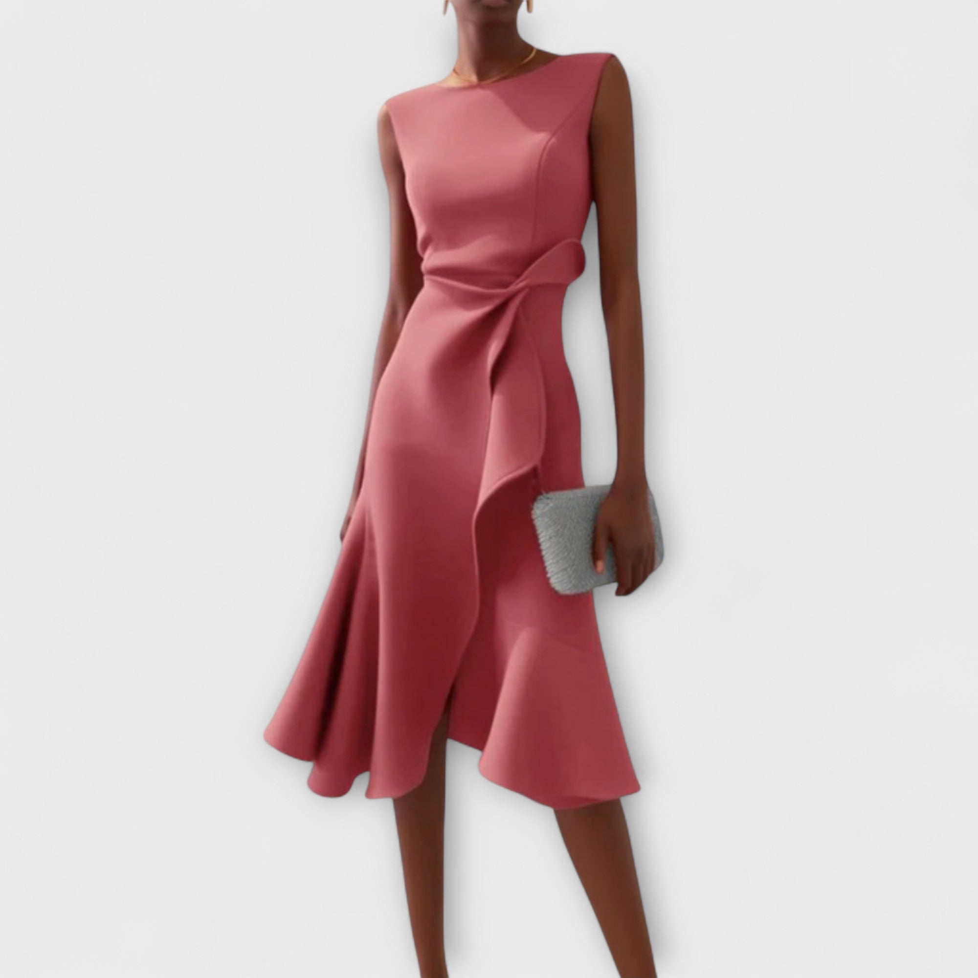 Ariane | Asymmetrische midi-jurk met elegante plooien
