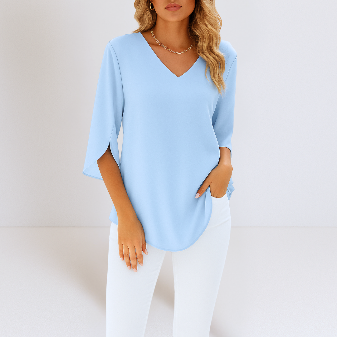 Koelman | Elegante Zomerblouse met V-Hals – Licht, Stijlvol & Verfijnd