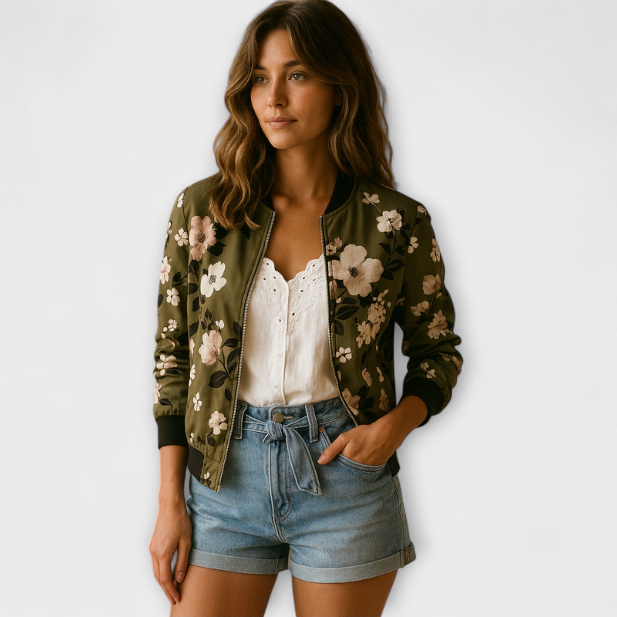 Kaelin - Elegante bomberjack met bloemen