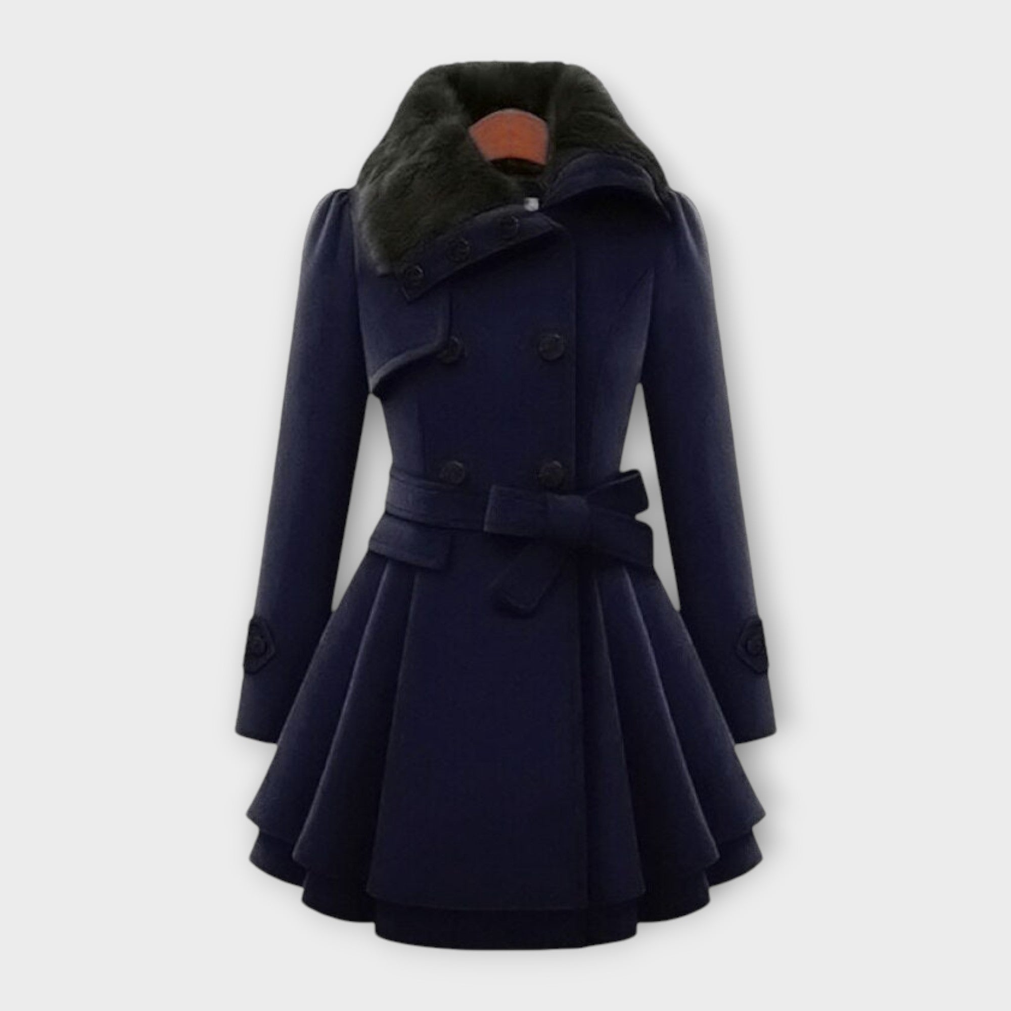 Elivara – Elegante jas met bontkraag