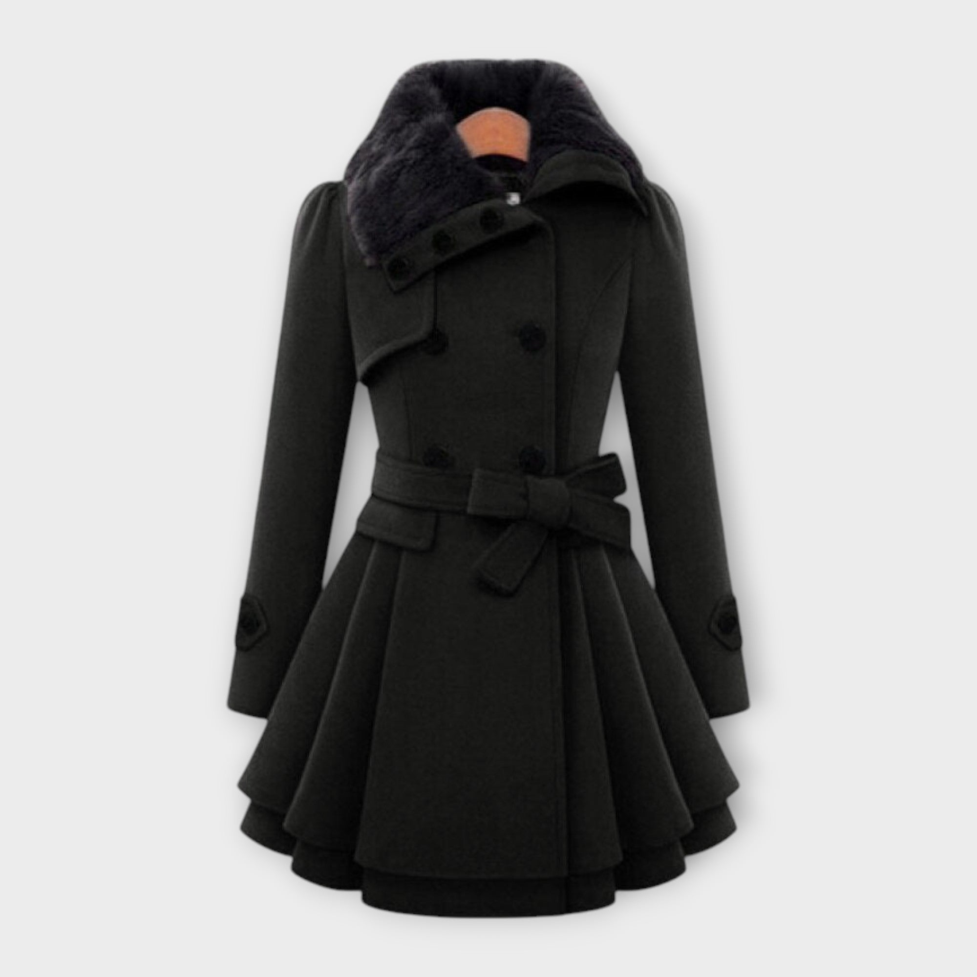 Elivara – Elegante jas met bontkraag
