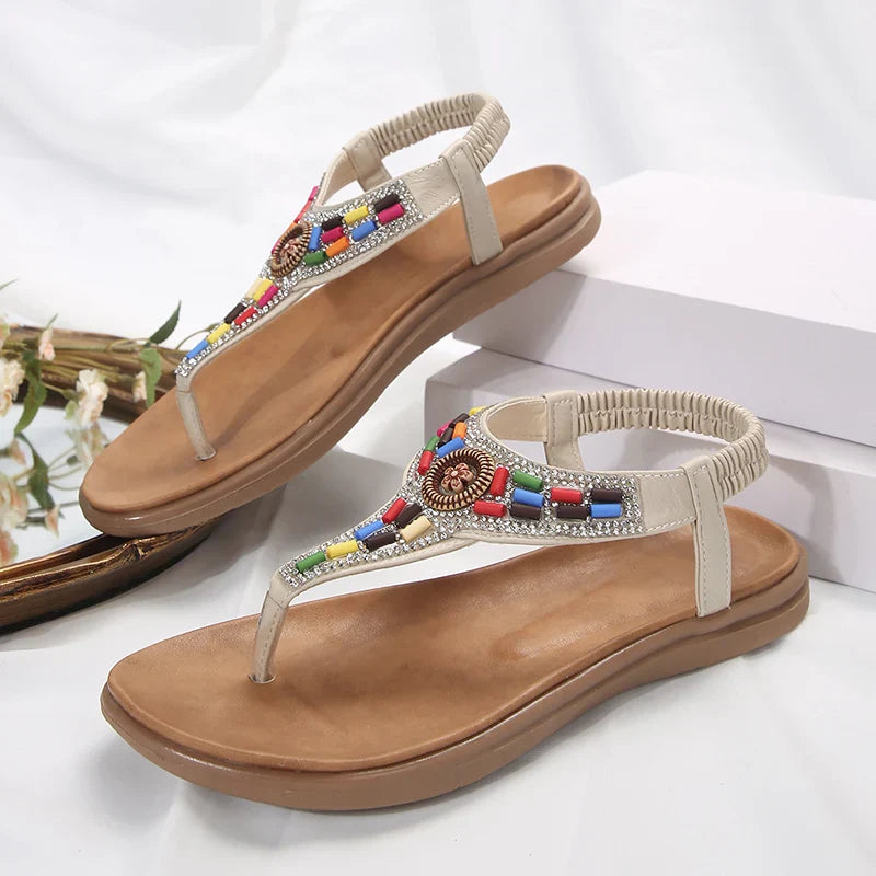 Noa™ | Bohemian Gladiator Sandalen met Kristalaccent – Voor Strand, Stad en Zomeravontuur