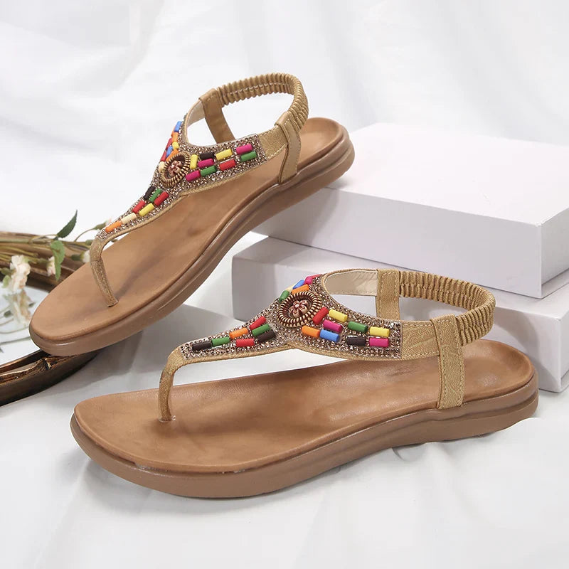 Noa™ | Bohemian Gladiator Sandalen met Kristalaccent – Voor Strand, Stad en Zomeravontuur