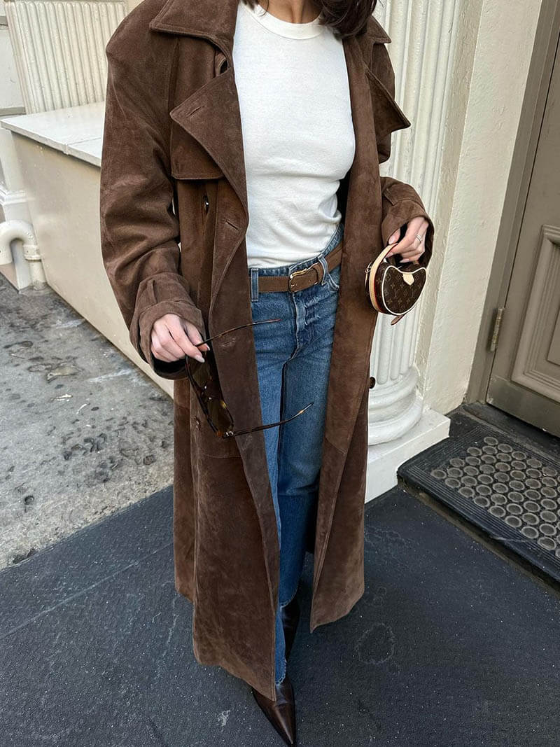 Molly trenchcoat in synthetisch suede