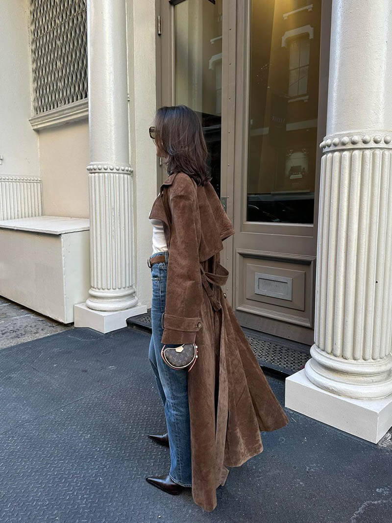 Molly trenchcoat in synthetisch suede