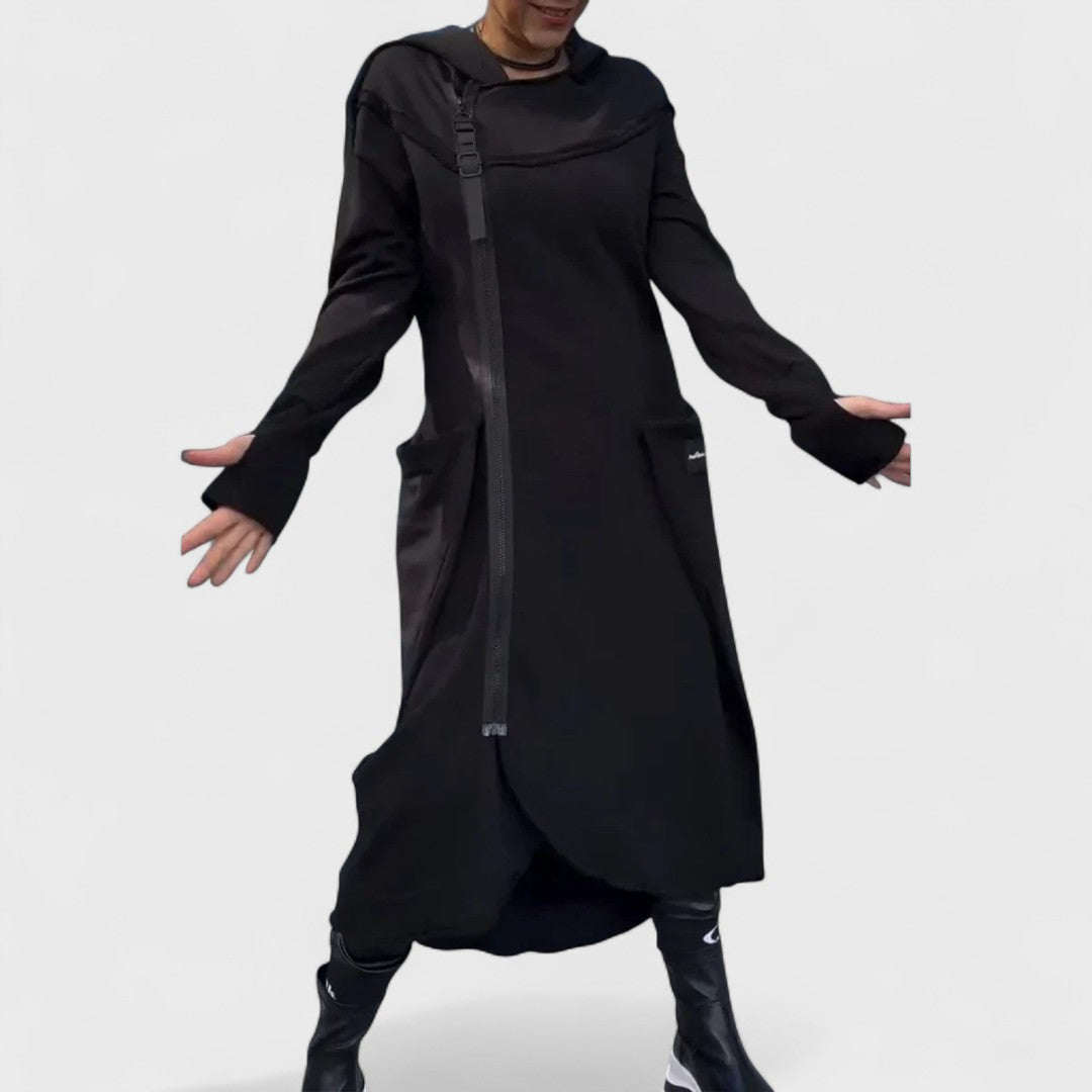 Mana - Lange hoodie met rits in licht en ademend materiaal