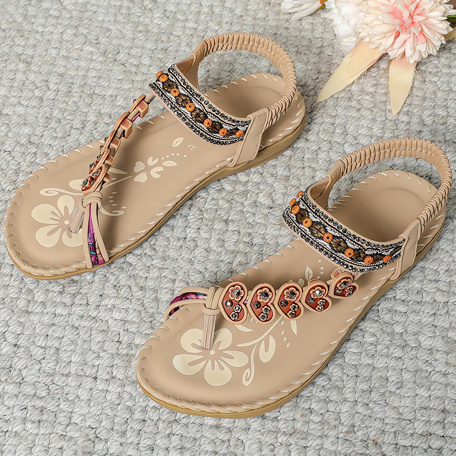 Elisa™ | Zomerse Bohemian Instapsandalen – Licht, Plat en Stijlvol