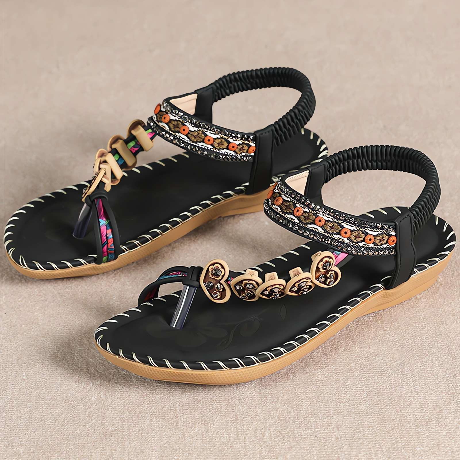 Elisa™ | Zomerse Bohemian Instapsandalen – Licht, Plat en Stijlvol