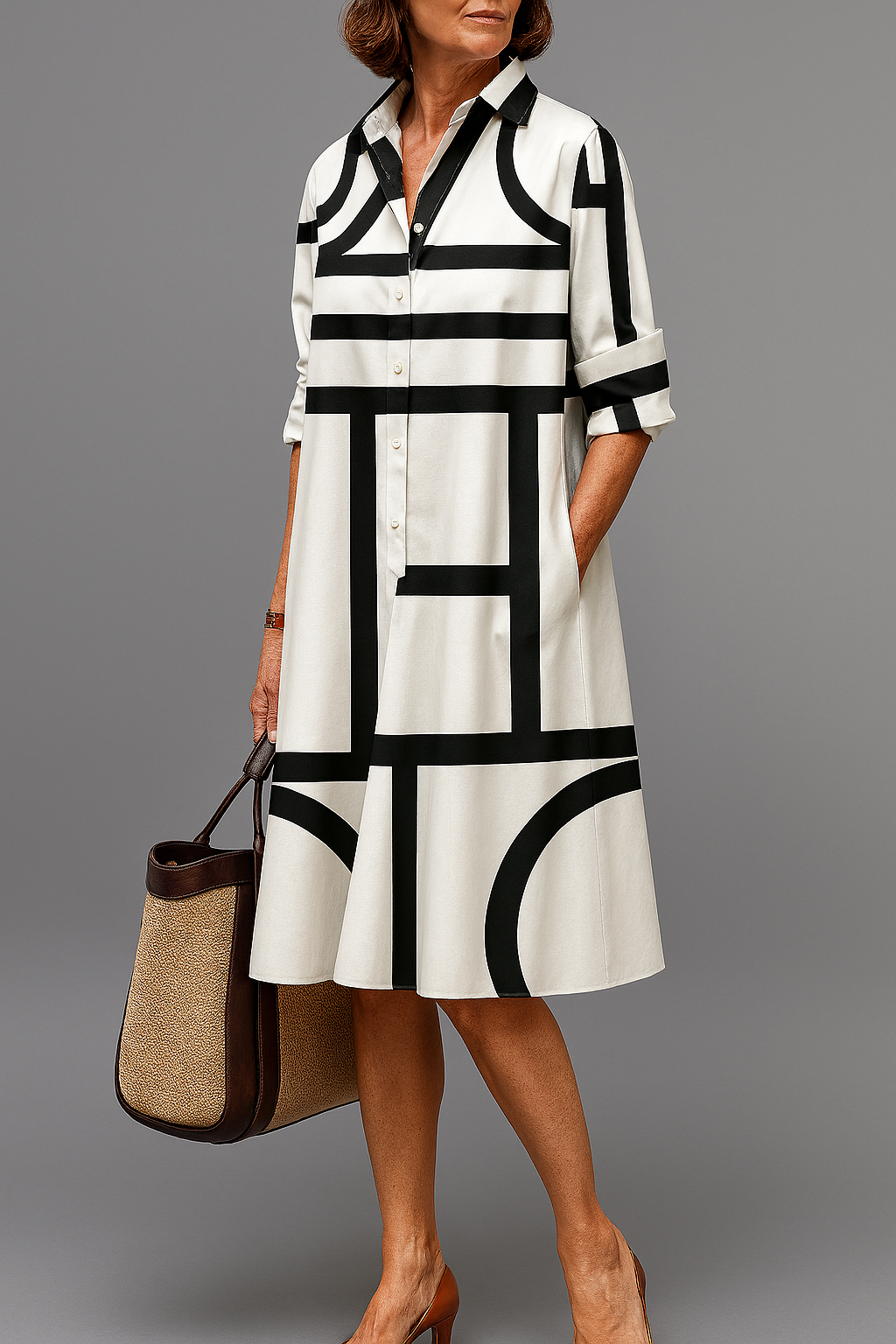 Brigitte | Luxe Midi Jurk voor een Moeiteloze Elegantie
