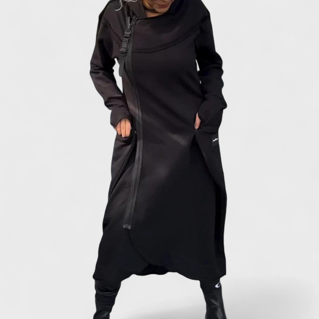 Mana - Lange hoodie met rits in licht en ademend materiaal