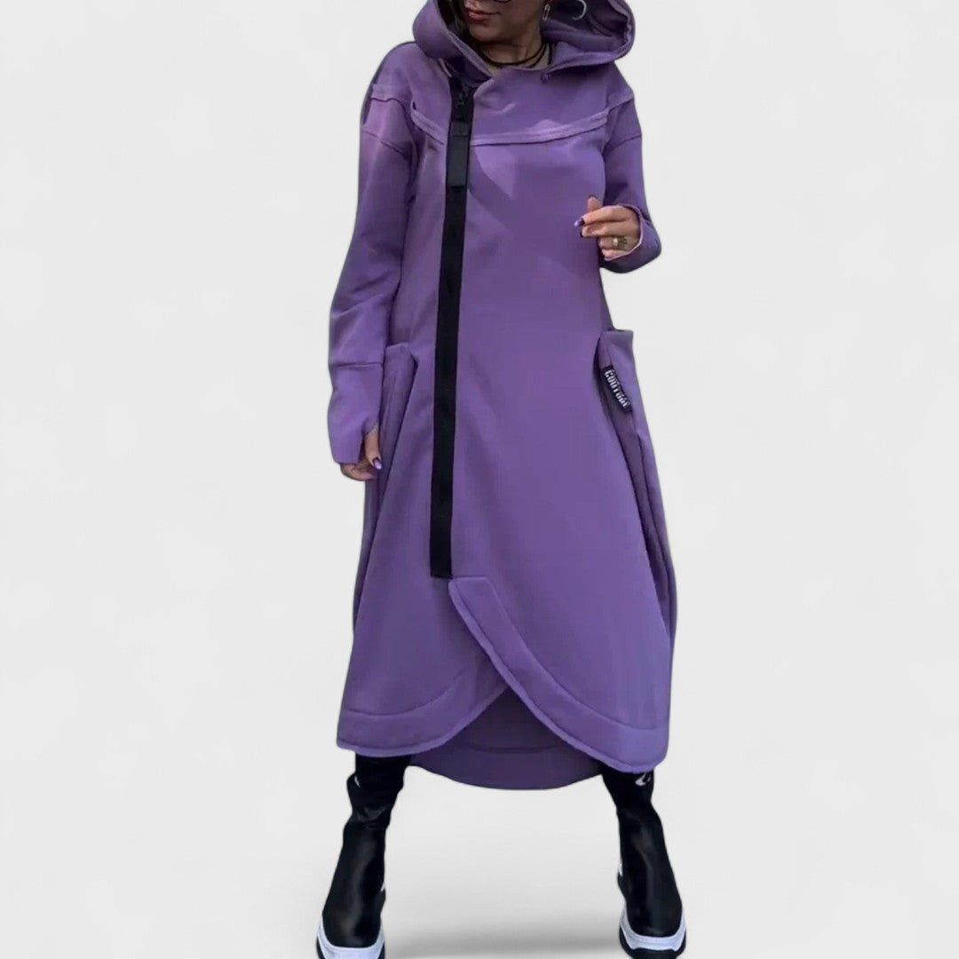 Mana - Lange hoodie met rits in licht en ademend materiaal