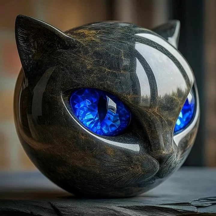 Koelman - Mystieke Zwarte Kattenkop Sculptuur