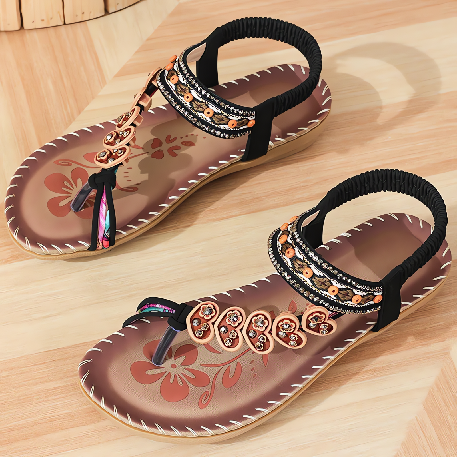 Elisa™ | Zomerse Bohemian Instapsandalen – Licht, Plat en Stijlvol