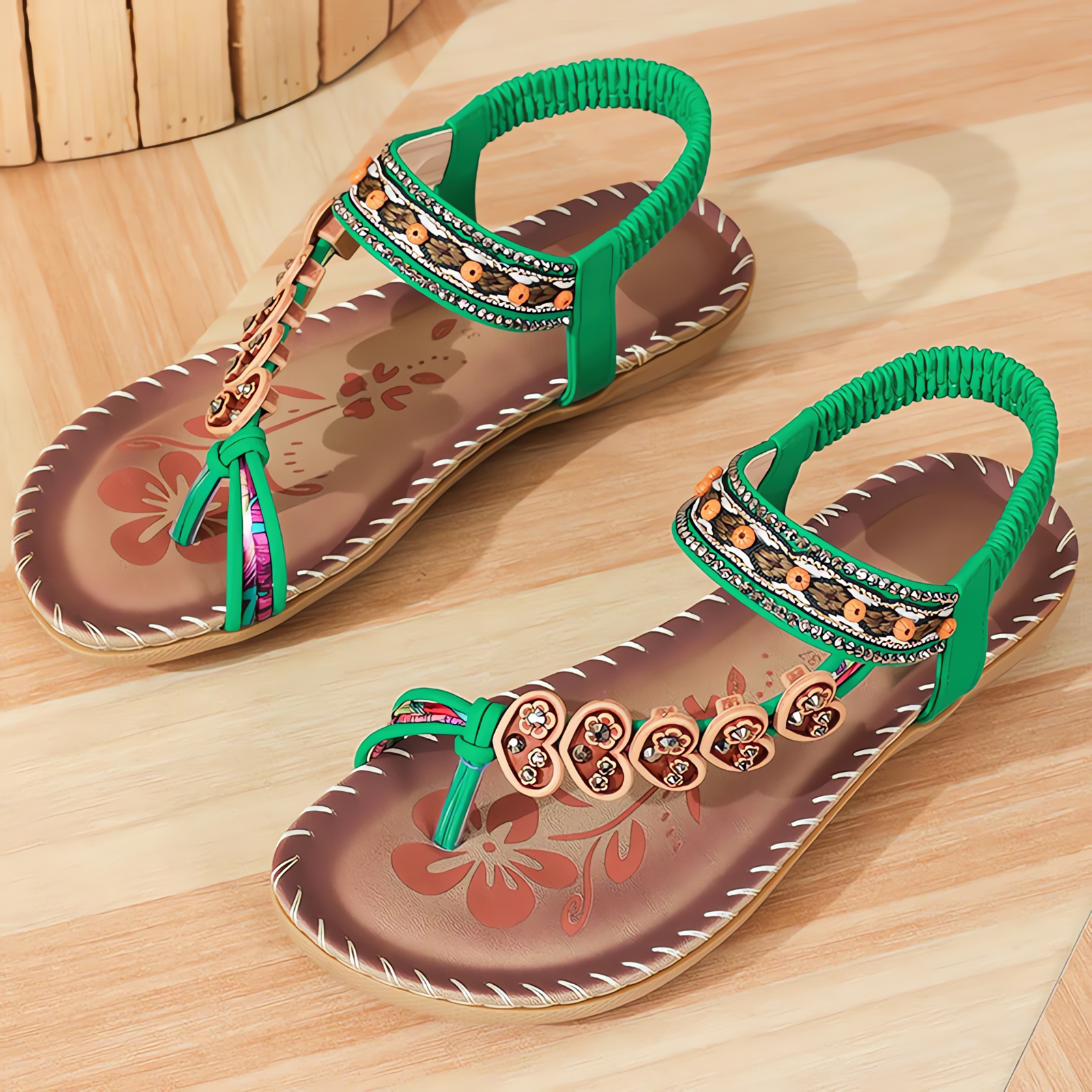 Elisa™ | Zomerse Bohemian Instapsandalen – Licht, Plat en Stijlvol