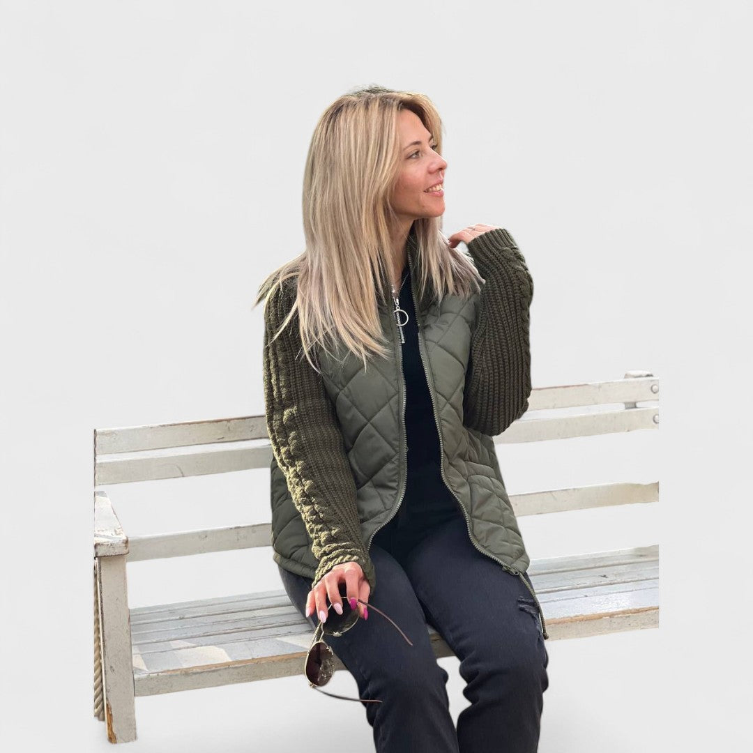 Nora - Dames patchwork gebreide jas