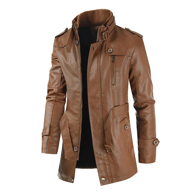 Lange Bikerjack in Elegante Leer
