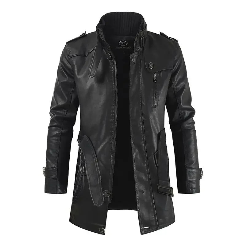 Lange Bikerjack in Elegante Leer