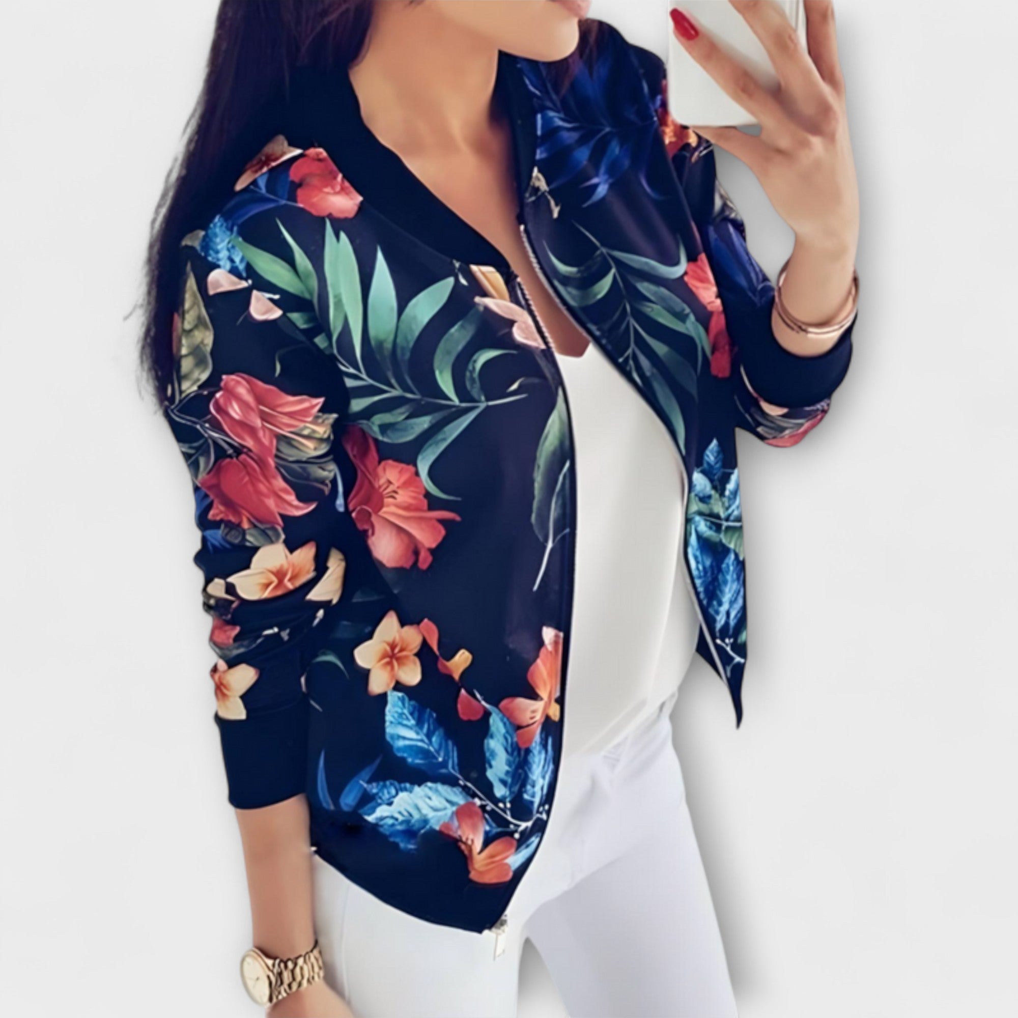 Kaelin - Elegante bomberjack met bloemen